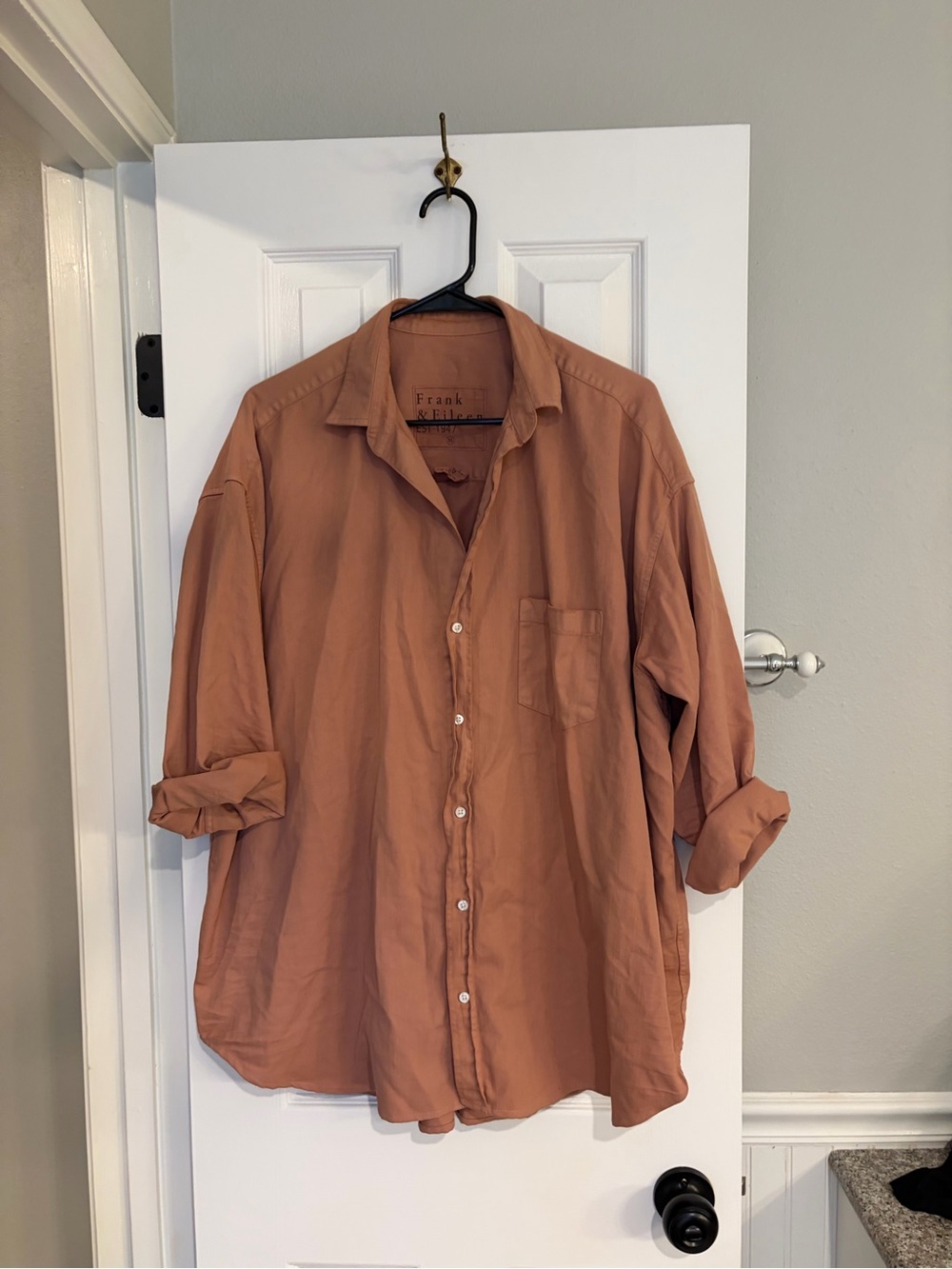 Frank & Eileen Shirley Oversized Button Up Shirt Rust Orange XL